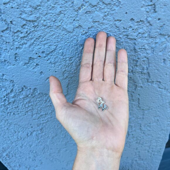 Sterling Silver Initial W Charm with Rhinestones Vintage jewelry supply - Picture 7 of 8